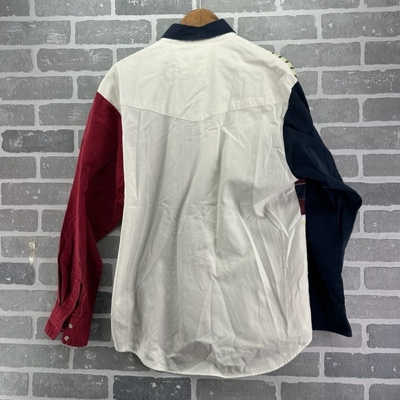 Roper Rodeo Blue Western Shirt XL Aztec Red Navy Long Sleeve Shirt Size Large - Picture 2 of 4